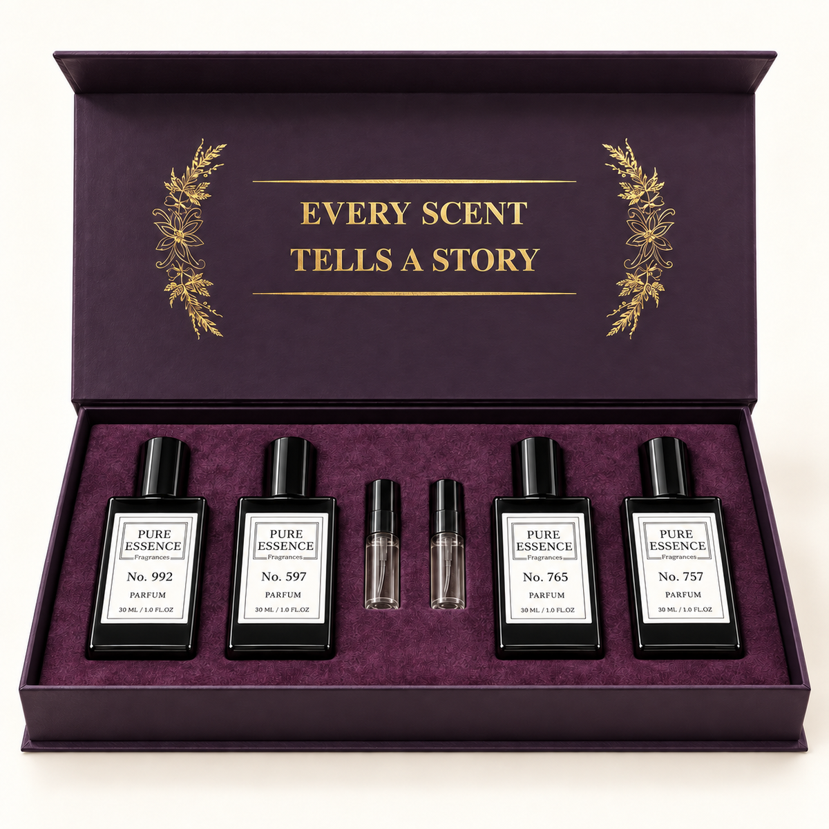 Pure Essence fresh gift edit for him with Nos. 992, 597, 765 and 757