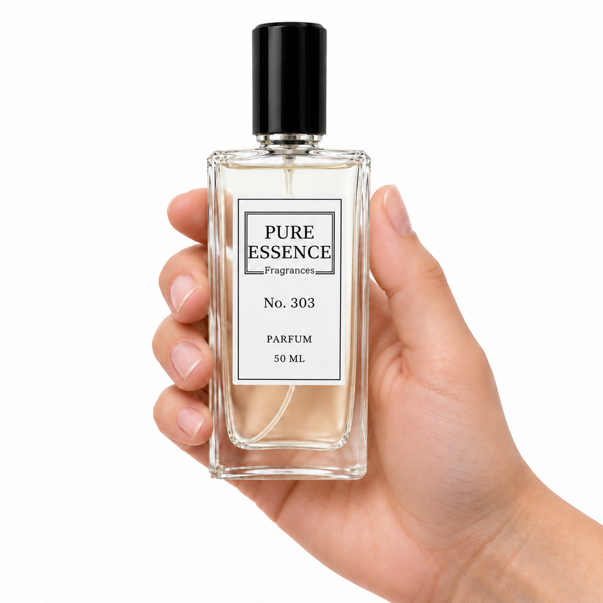 Pure Essence No. 303 parfum spray, 50ml – inspired by Absolu Blooming, held in hand