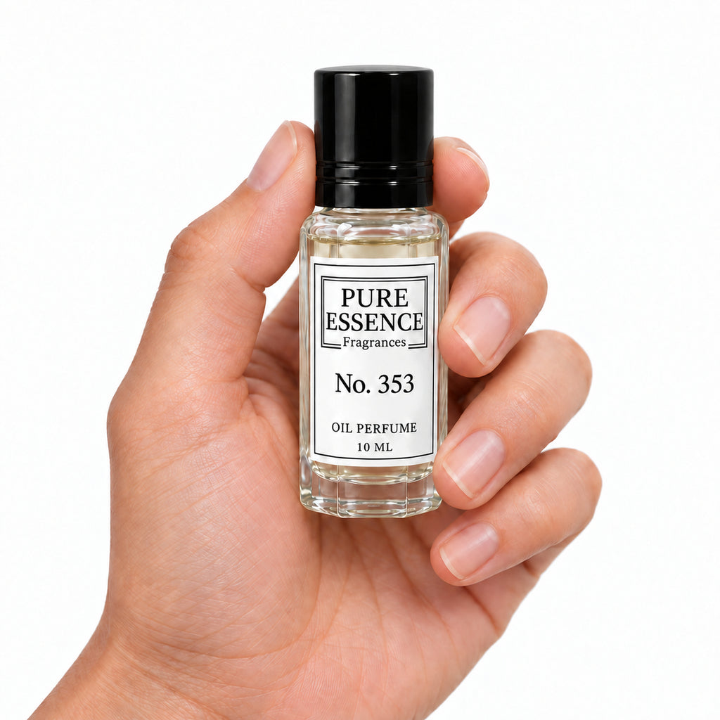 Pure Essence No. 353 perfume oil roll-on, 10ml – inspired by Alien, held in hand