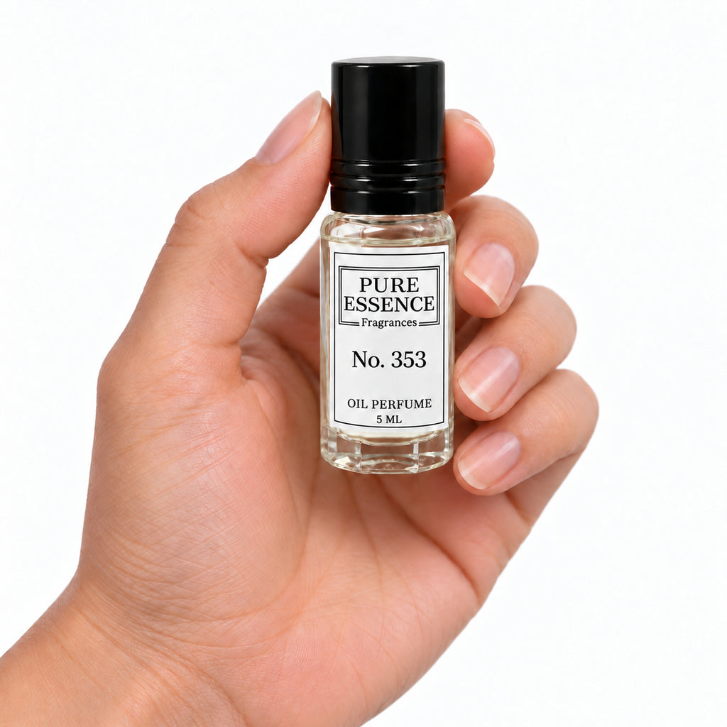 Pure Essence No. 353 perfume oil roll-on, 5ml – inspired by Alien, held in hand